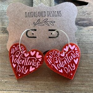 Valentine’s Day red heart earrings